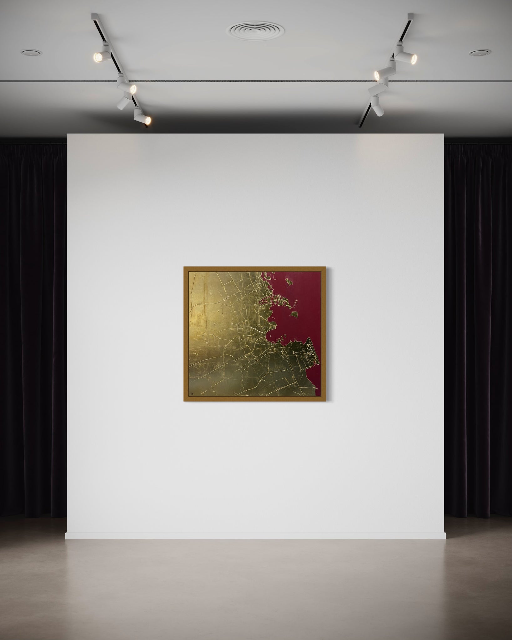 Doha in Gold Leaves Blue or Maroon With gold frame