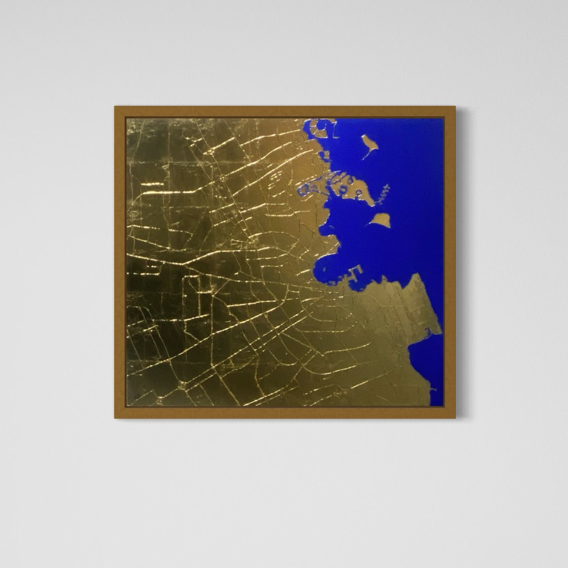 Doha in Gold Leaves Blue or Maroon With gold frame